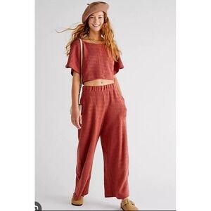 Free People FP Beach Changing Tides Set Womens XS Pants Crop Top Rust Barrel